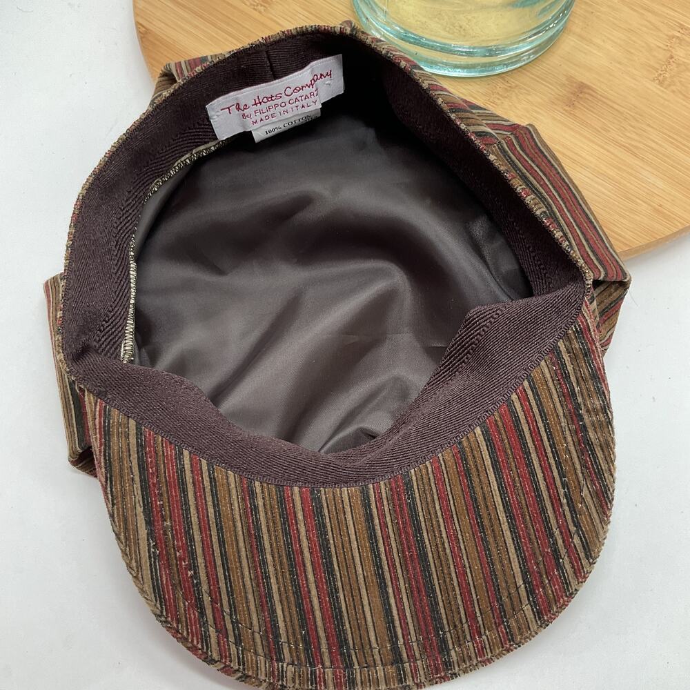 Filippo Catarzi Designed Striped Gatsby Newsboy Hat made in Italy - Picture 6 of 7